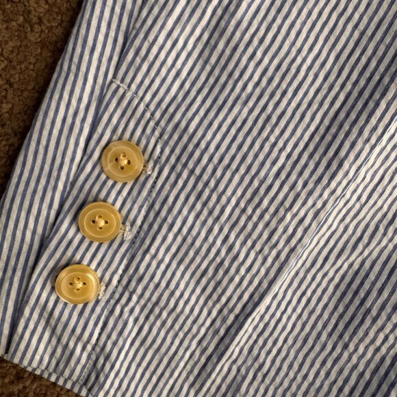 Talbots Cropped Seersucker Pants Womens 16 Button Detail Coastal‎ Beach Preppy - Picture 5 of 8